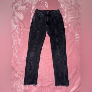 Reformation Womens Pacific Black Denim Raw Hem High Waist‎ Seamed Jeans Sz 26